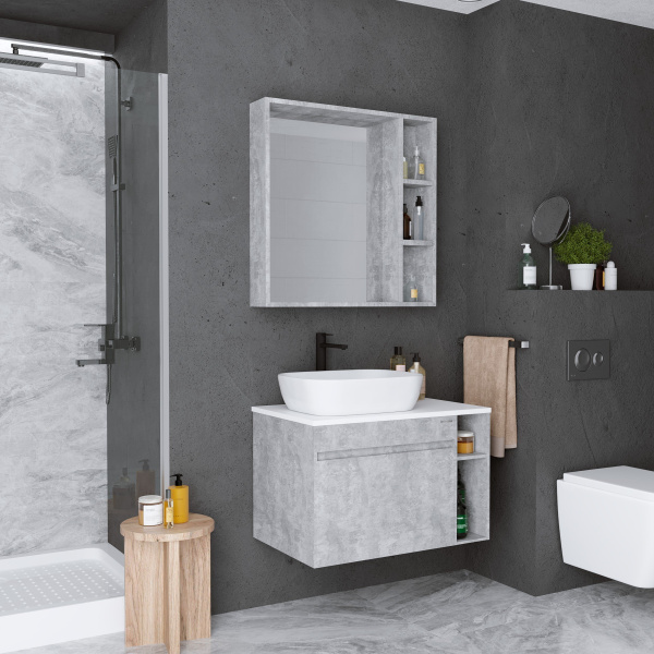 Тумба под раковину в ванной подвесная Grossman ФАЛЬКОН-80 см, бетон